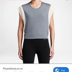 Nike Athleisure Dri-Fit Crop Mesh Gray White Elevated Sweet Tee …